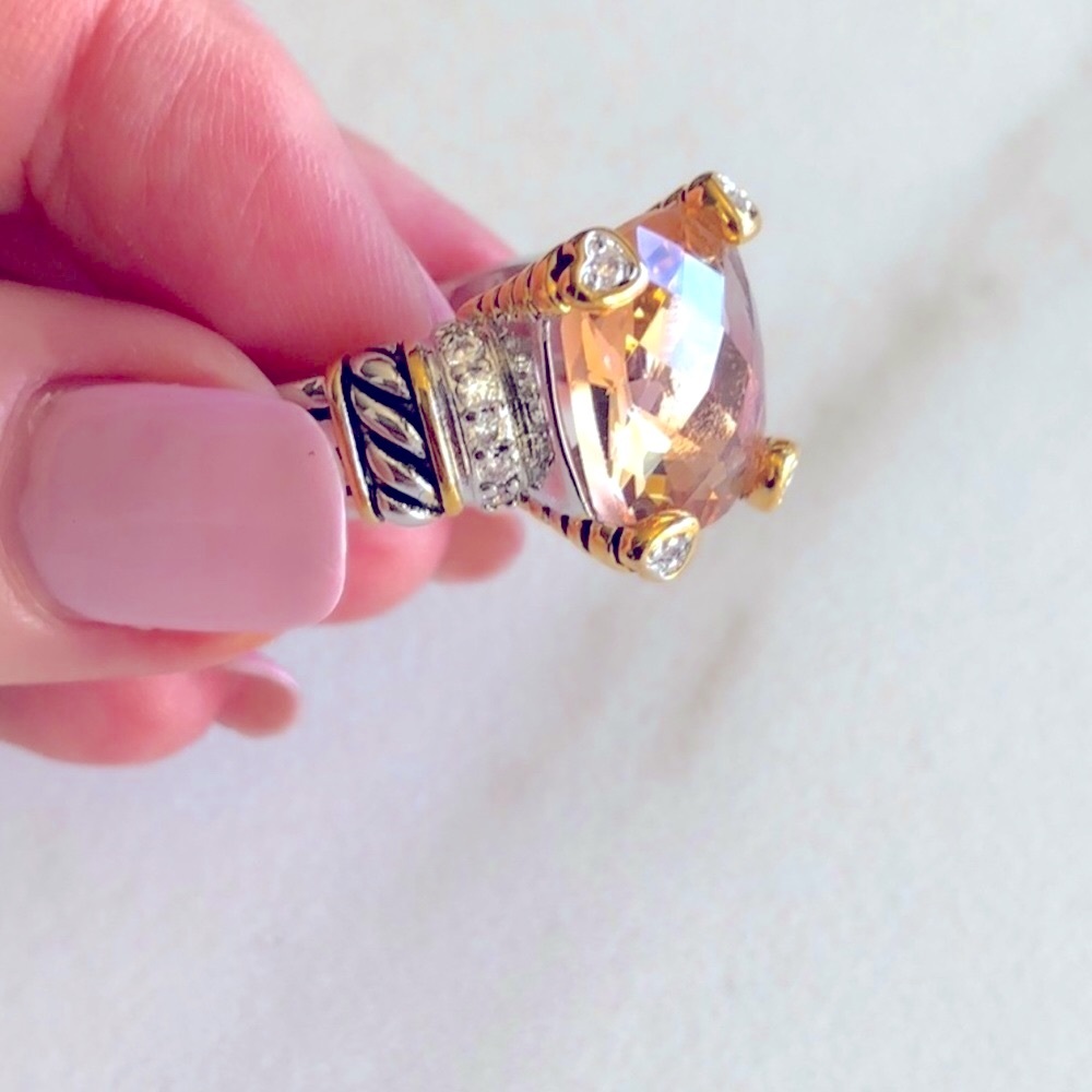 5 🌟Fave! Morganite Sterling Gold Noblesse Ring - Picture 7 of 8
